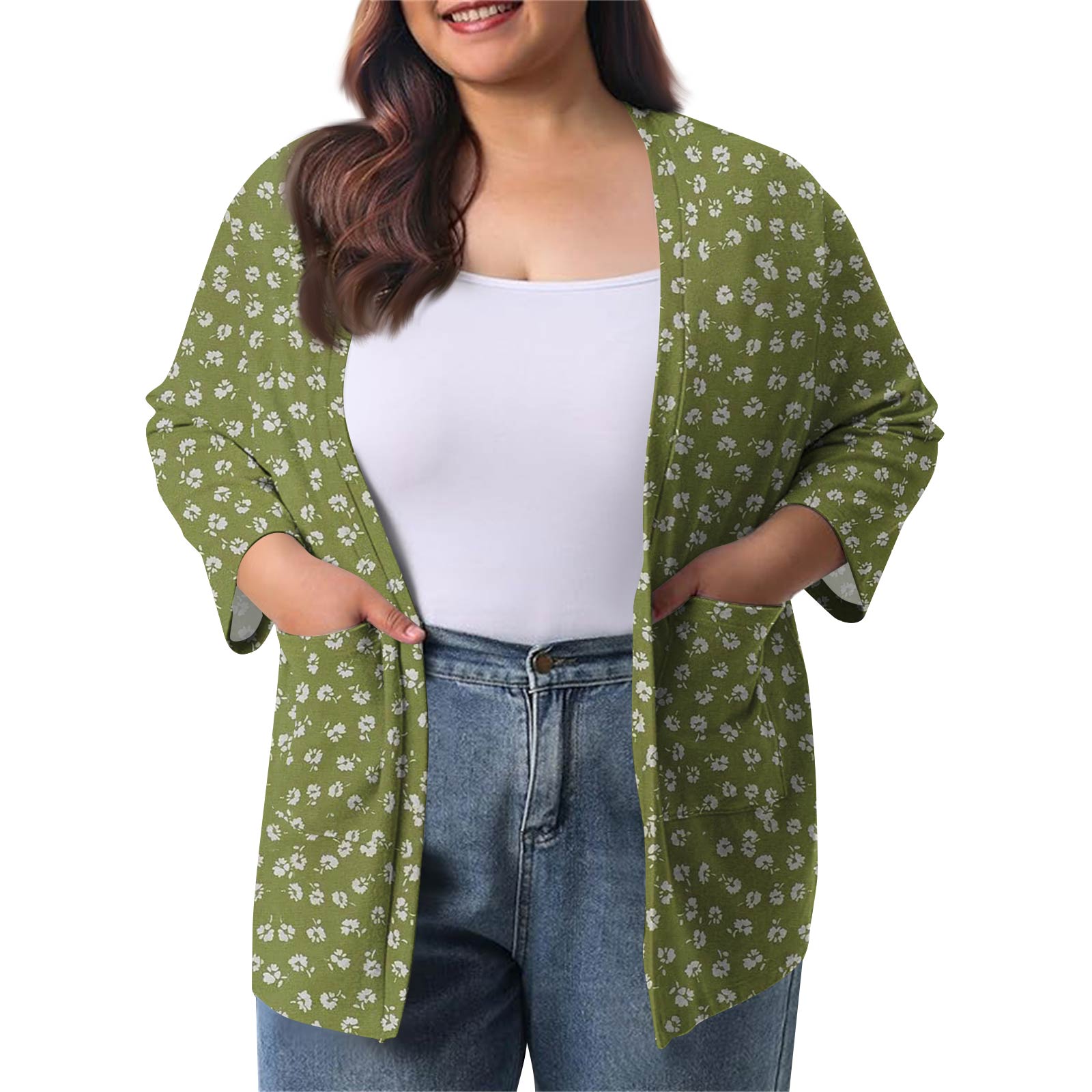 

Женский осенне-зимний модный повседневный однотонный кардиган-жакет длиной до середины бедра с рукавом 3/4 XXL