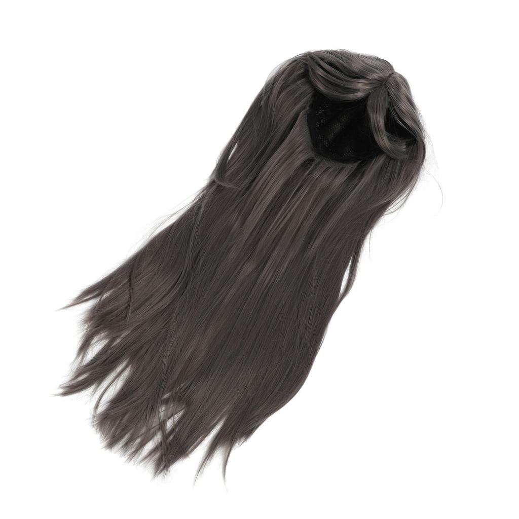 Grey Wig Heat Resistant Soft Long Straight Layered Women Synthetic Hair Wig for Party Stage Show