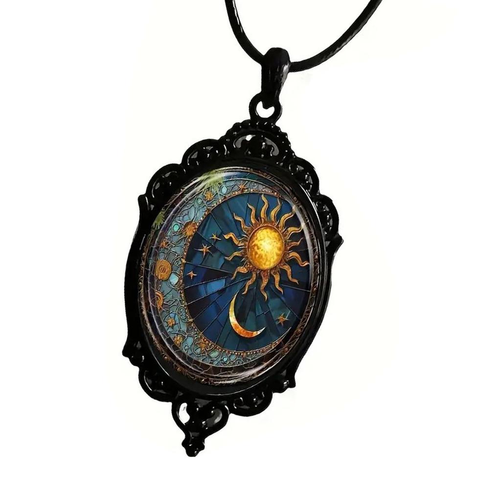 Trendy Pendant Necklace Showcasing Moon and Sun Pattern Exquisite Chain Necklace Present for Fashion Enthusiasts