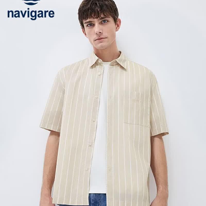 Navigare Men s Cotton Striped Short Sleeve Shirt XXL
