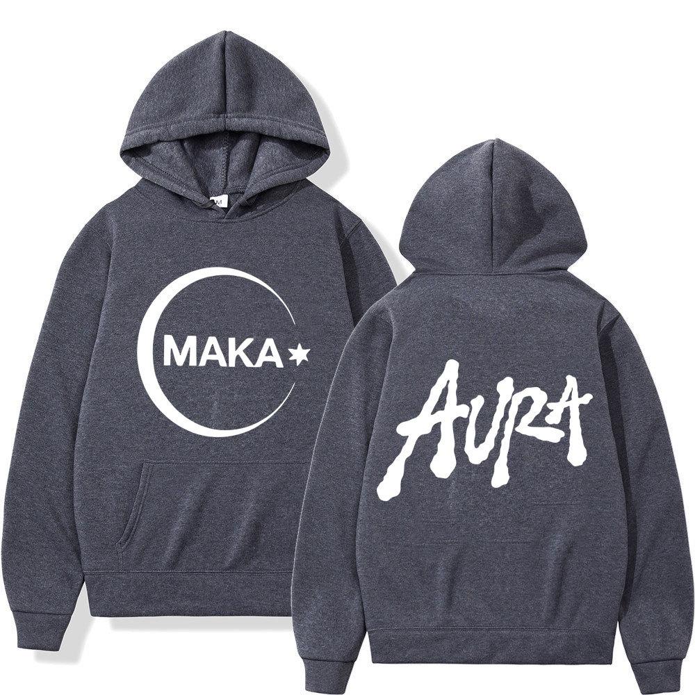 

Rapper Maka Aura 2025 Tour Album Merch Vintage Hoodie Men Autumn Winter Fleece Streetwear Tops S