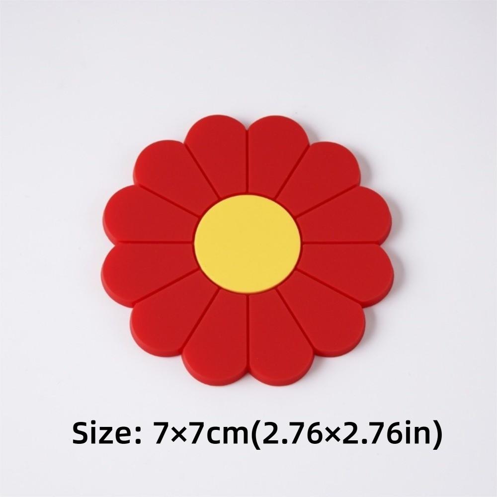 Anti-slip Cup Holder Mat Flower Cup Coaster Round Daisy Silicone Cup Pad Dining Table