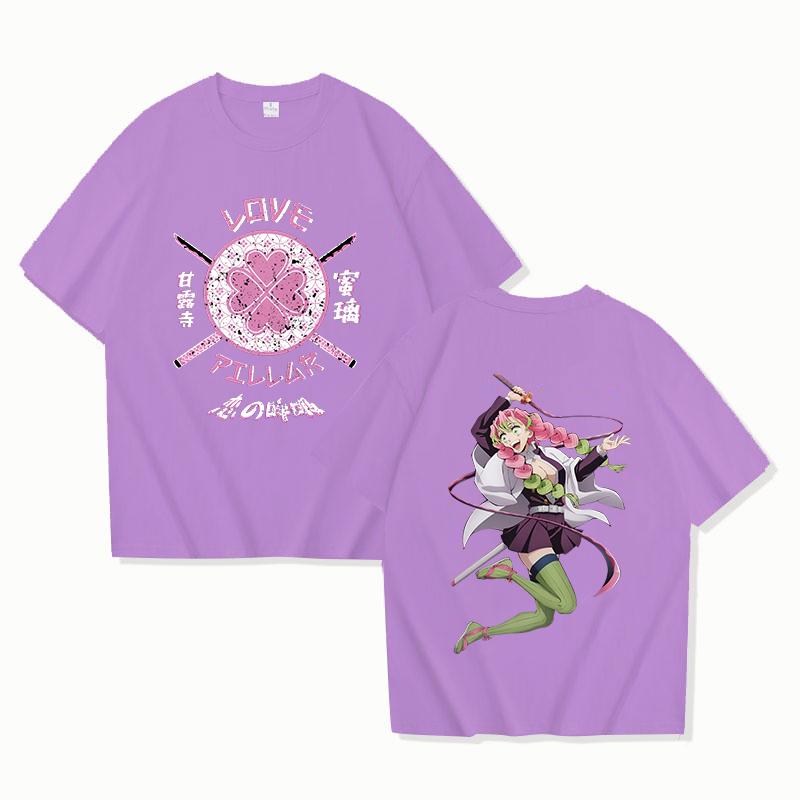 Hot Anime Kanroji Mitsuri Printed Women Y2k Summer Short Sleeve Tee Shirts Round Neck Casual Summer Unisex Tees Tops