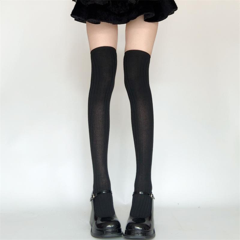 Solid Color Knee Socks, Girls Junior High School Bottom Socks, Lolita Skirt Jk Pleated Skirt Stockings