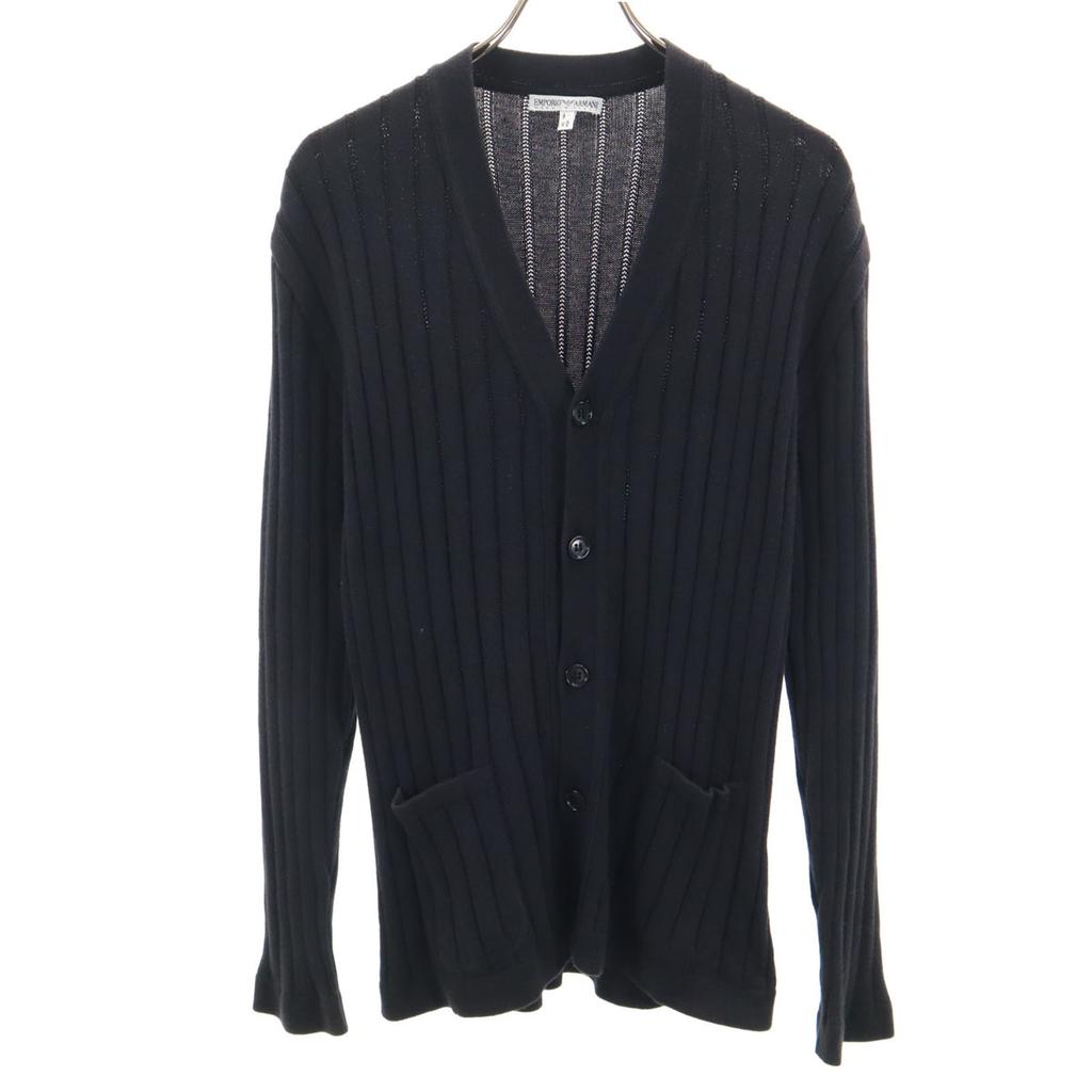 Emporio Armani 90s Made In Italy Old Long Sleeve Knit Cardigan 48 Black Men's Used