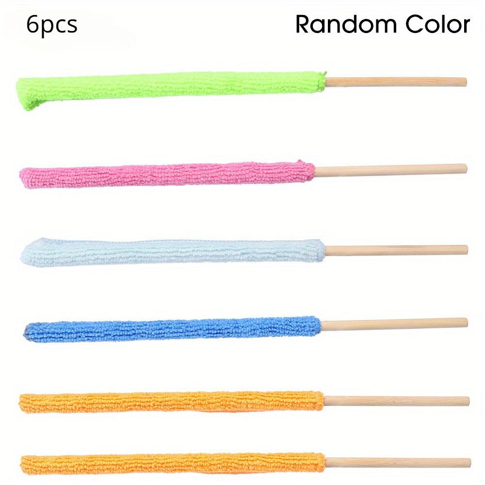 6pcs Microfiber Car Detail Cleaning Brush Long Handle Air Conditioner Blind Narrow Dust Collector Stick Auto Wash Cloth Brushes Tool