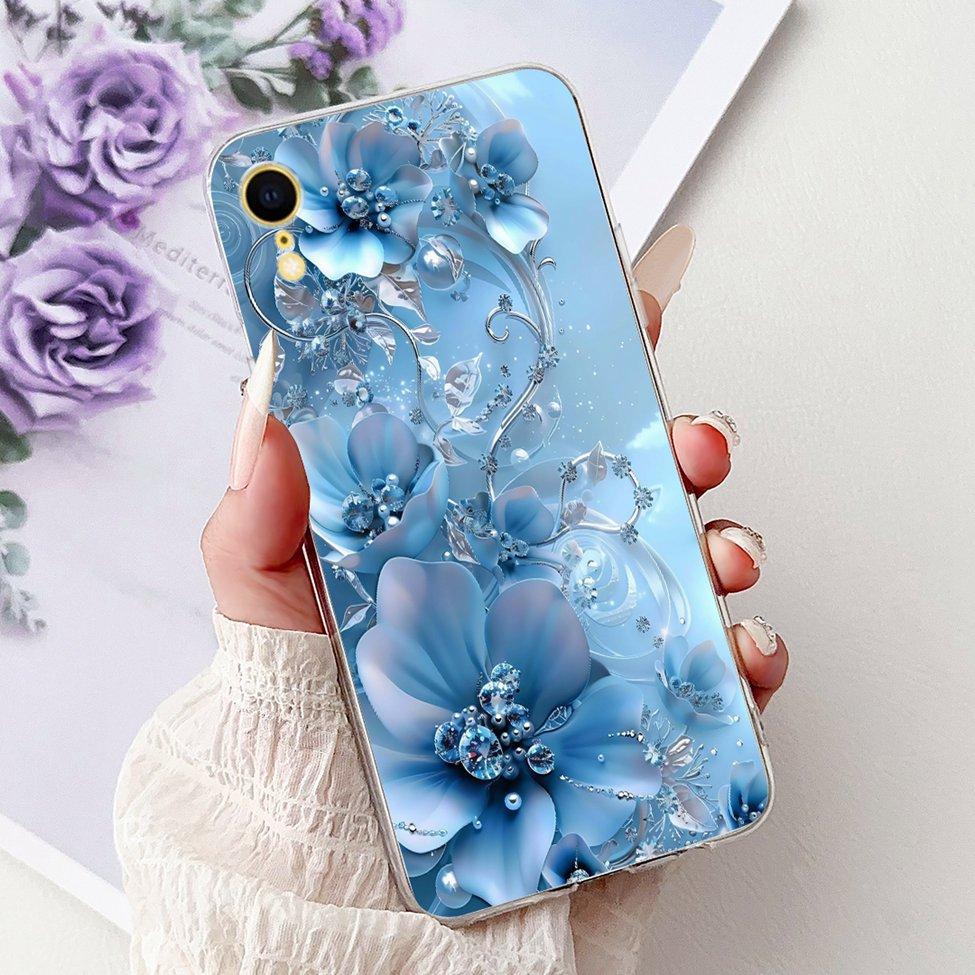 Klar Für iPhone XR Hülle Abdeckung Luxus Mode Blumen Süße Katze Lustig Cool Bemalt Weiche Handyhülle A2105 A1984 A2107 A2108 A2106