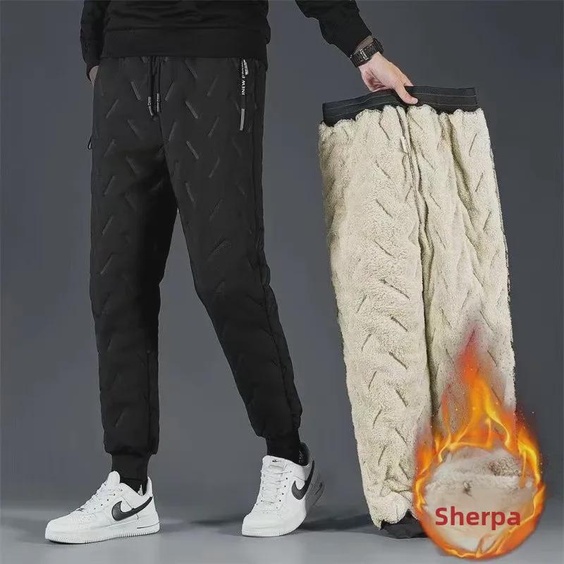 Men's Winter Thickened Cotton Trousers - Loose, Lambskin-Lined, Casual Straight-Leg Fit