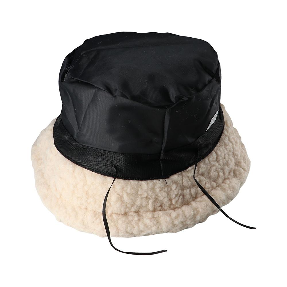 Winter Lamb Plush Sun Protection Pure Color Caps Lambwool Bucket Hat Korean Style Caps Female Hats
