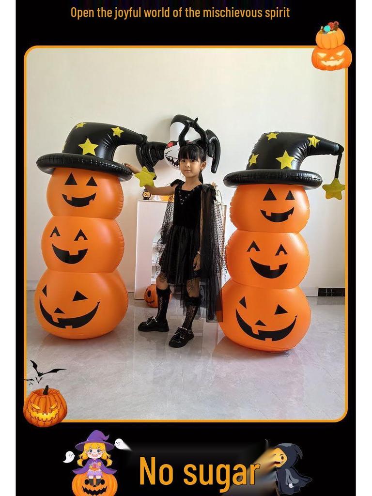 Halloween Inflatable Pumpkin Ghost Lantern Decoration Ornaments Costume Headwear