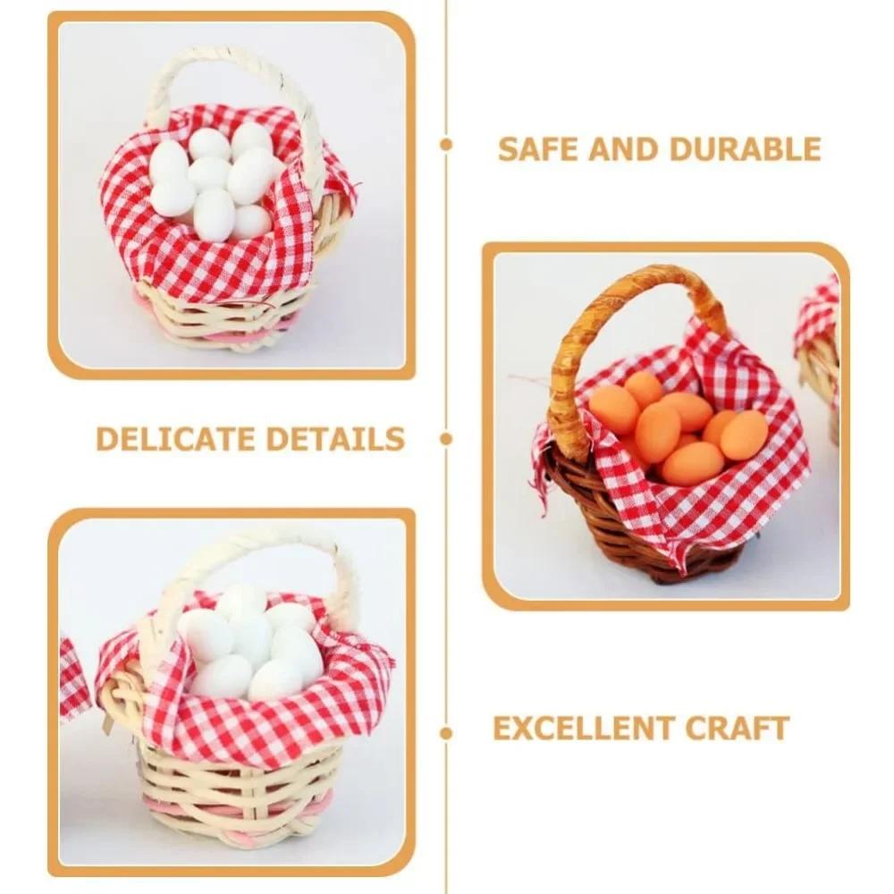 Mini košík s vajíčky, miniaturní domeček pro panenky, hračka s jídlem 1:Příslušenství k domečku pro panenky v měřítku 12, doplňky do vílí zahrady, mikro krajinářské ozdoby