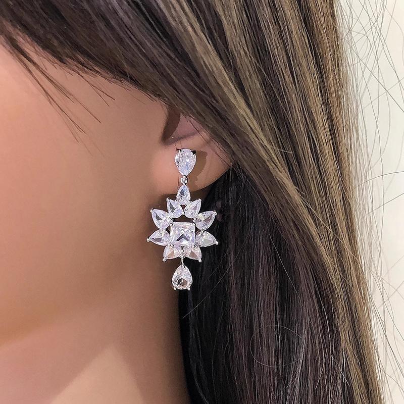 Xiaomi Huitan Sparkling Women Drop Earrings Fashion Party Daily Accessories Full Bright CZ Elegant Fancy Jewelry for Wedding Engagement