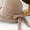 Bucket Hat Women Autumn Winter Vintage Breathable With Bowknot Knitted Fisherman Cap Female Sunscreen Bob