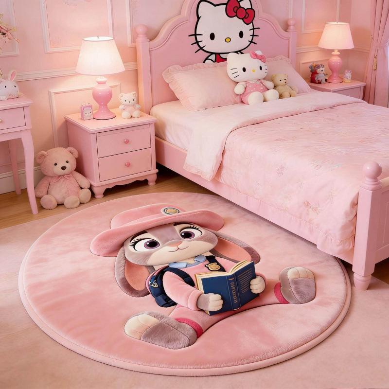 Cartoon Judy Imitation Cashmere Round Non-Slip Doormat Rug 40*40cm