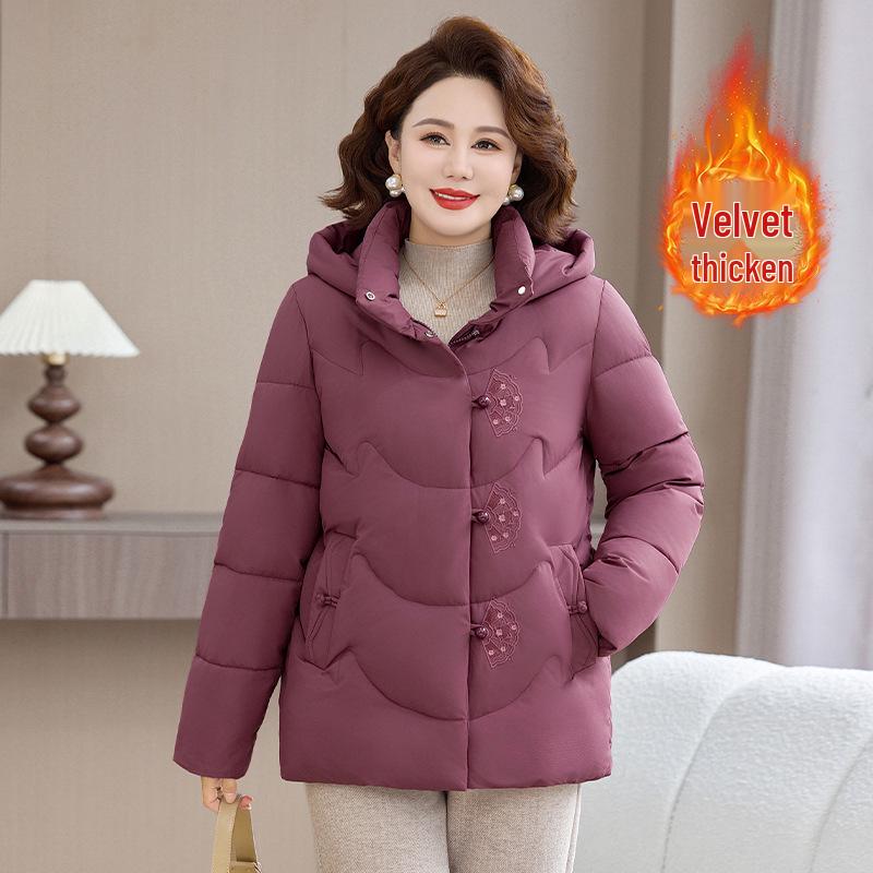 

Mom s Winter 2025 New Style Thickened Cotton Jacket for Middle-Aged & Elderly - Plus Velvet, Warm & Stylish XL [up to 90-105 lbs]