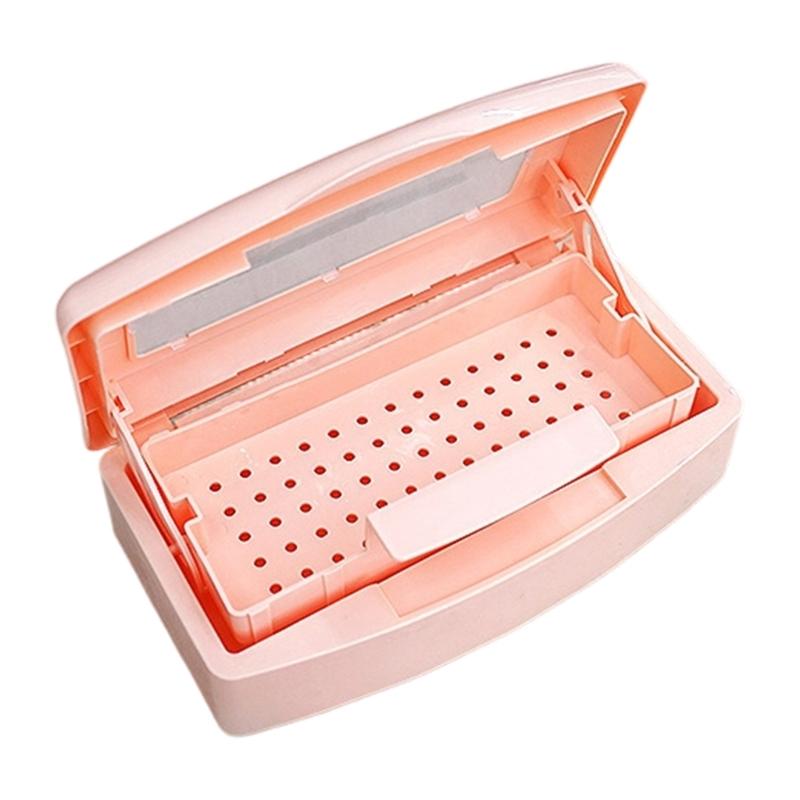 Nail Tool Sterilizer Box Plastic Portable Light Sanitizer Nail Care Cleaning Box For Nail Salon And Home Use