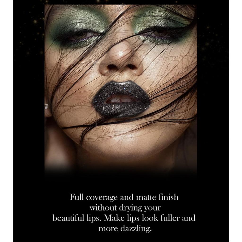MLSMILE Non-Stick Matte Lipstick Sparkling Diamond Lipstick Lipstick Halloween Dark Vampire Makeup
