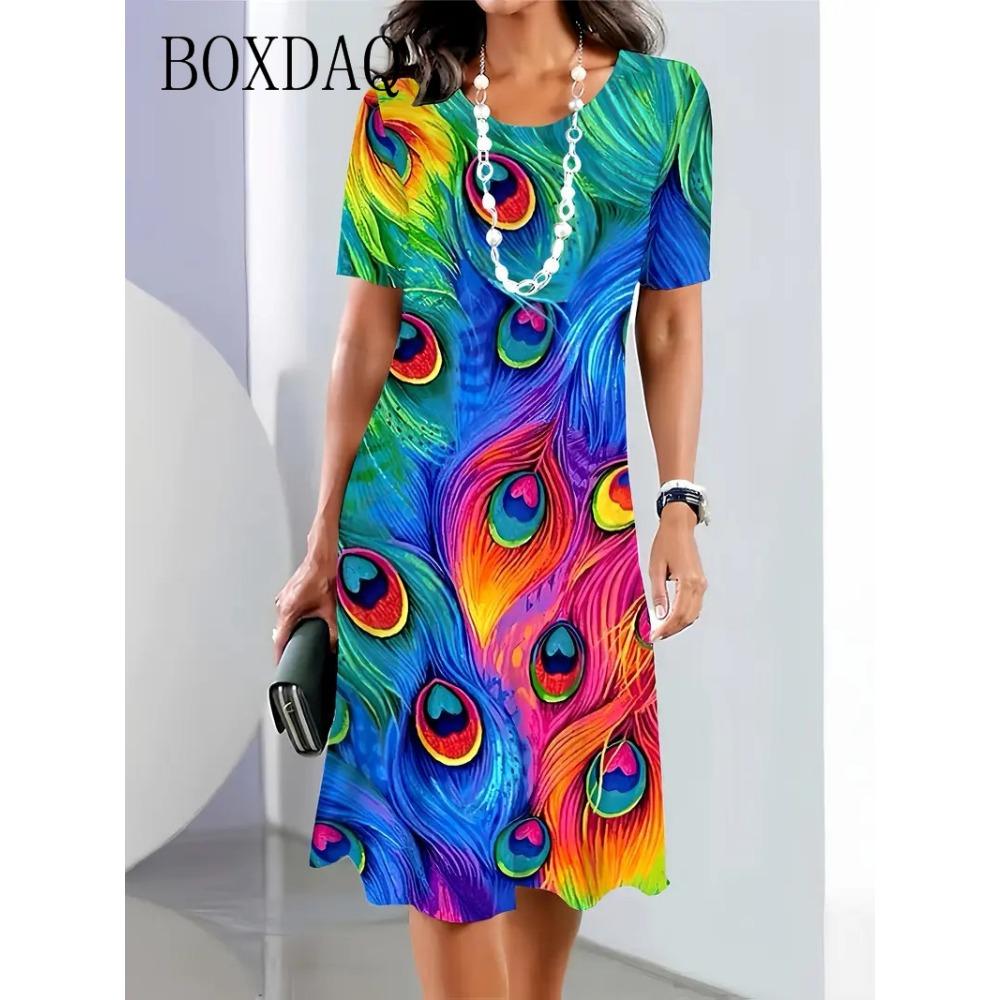 Fashion Elegant Women Dress Plus Size 8XL 9XL Short Sleeve O-Neck Casual Vacation Party Dress Big Size Floral Print A-Line Dress