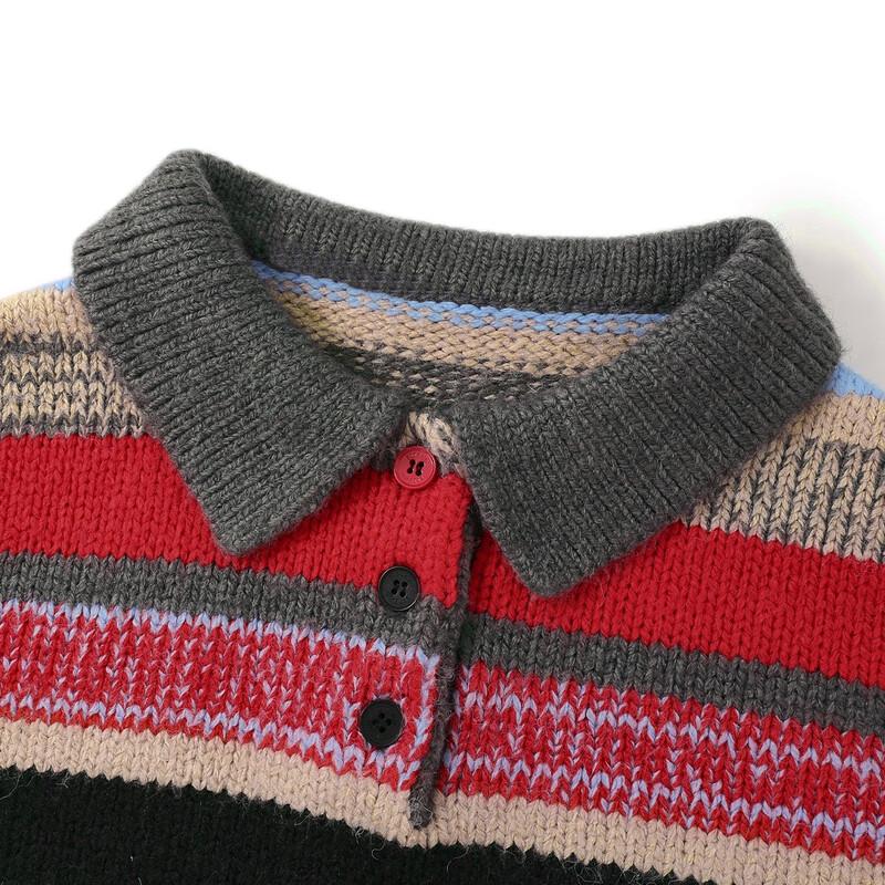 ELLE KIDS Girls' Striped Retro Polo Knit Sweater