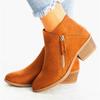 Gyh Women Side Zipper Boots Fashion Suede Low Heel Shoes Women Short Boots Square Heels Casual Ankle Boots Plus Size Botas Mujer