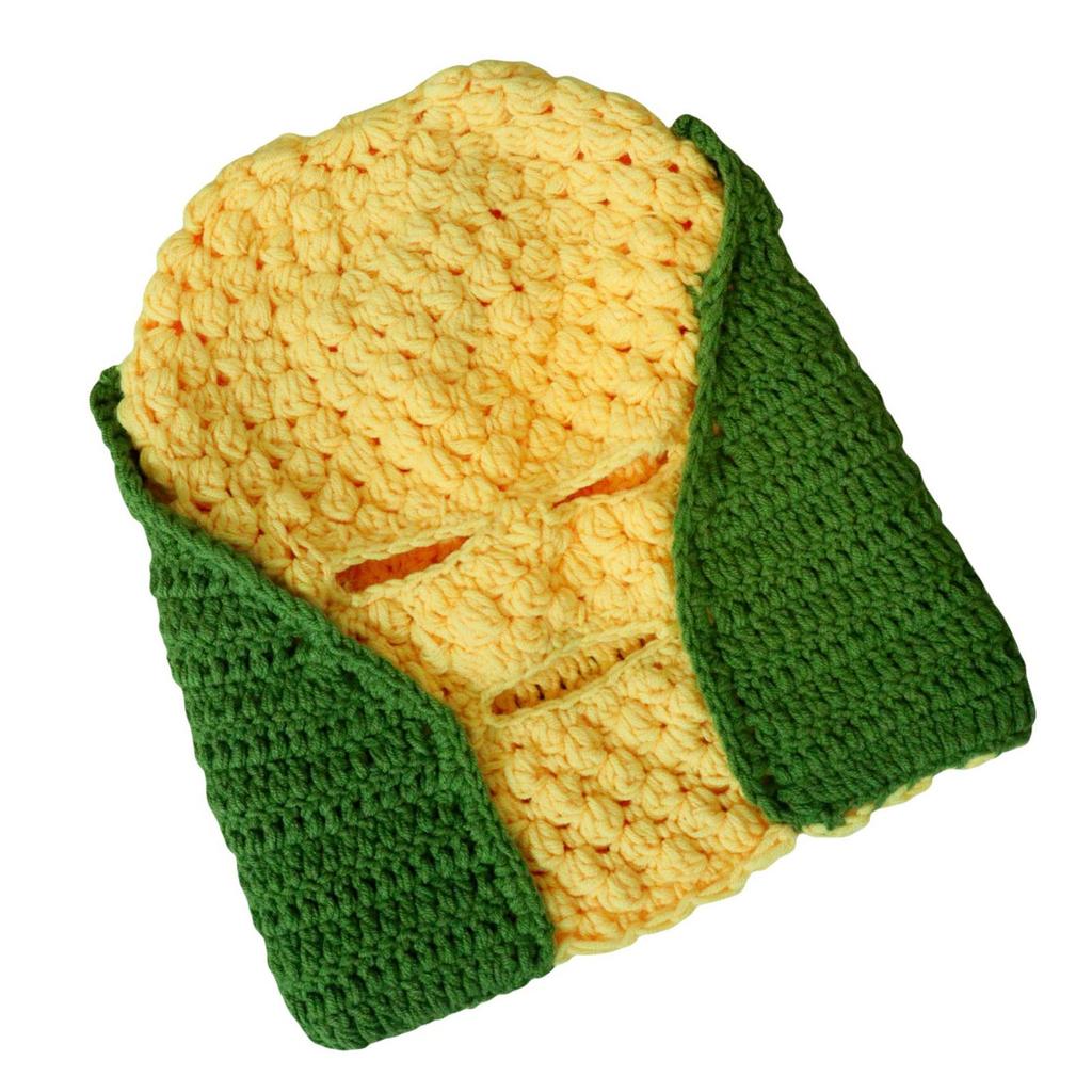 Novelty Knitted Maize Cob Hat for Winter Activity All Age Full Facecover Hat Fun Warm Balaclava Hat for Holiday Parties