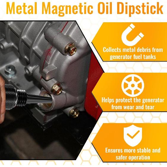 Ecocstm 55201 Magnetic Oil Dipstick for Inverter Generators | Compatible with Predator/Wen/Yamaha, Aluminum Generator Magnetic Oil Dipsticks with O