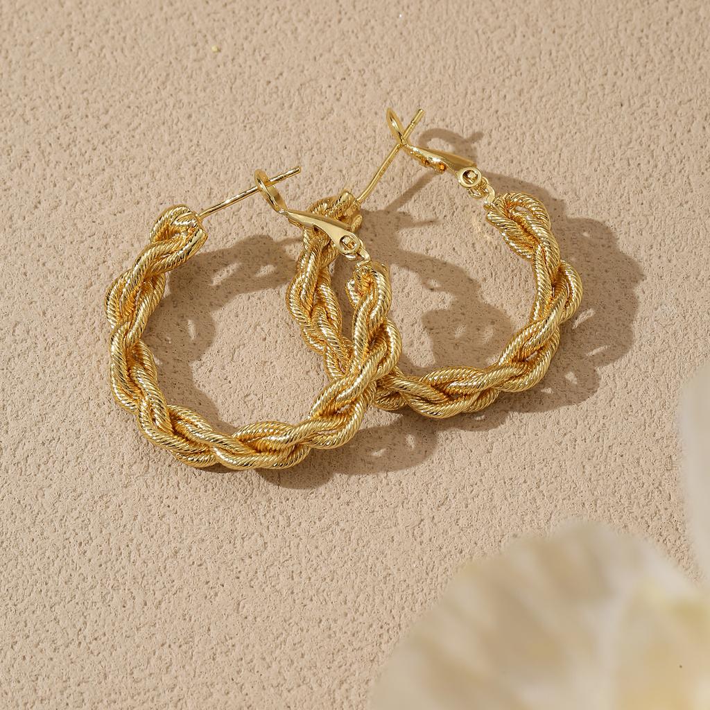 Golden Twisted Hoop Earrings for Women Elegant Chunky Statement Jewelry Gift