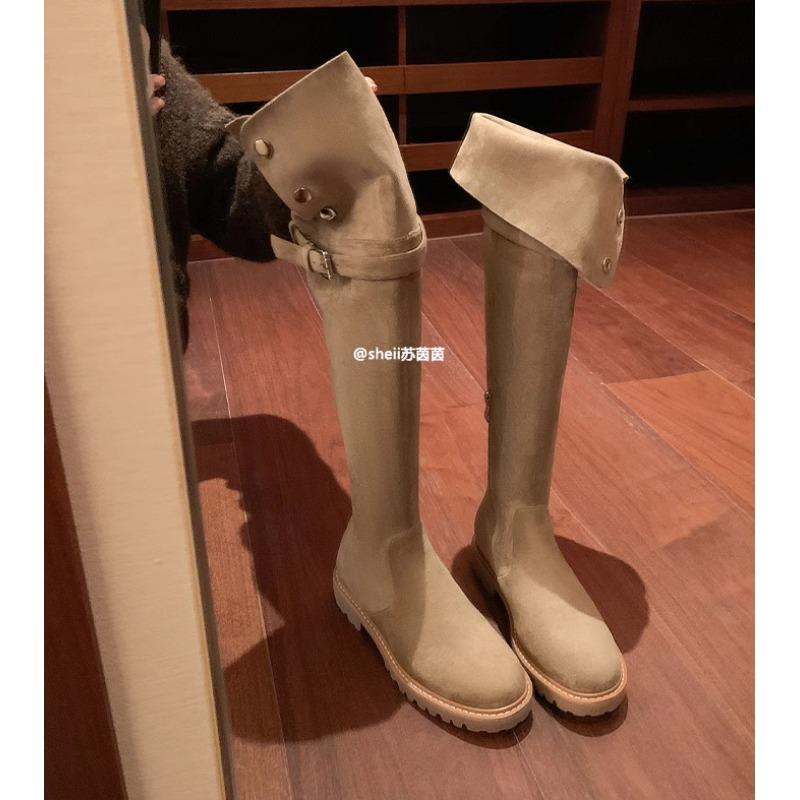 Lamb Wool Over the Knee Boots Women's Autumn and Winter Thick-soled Boots Thickened Velvet Cotton Boots Warm Snow Boots