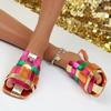 2026new summer Colorful Weaving Lightweight Women's Slippers for Beach Vacation Style Luxury Color blocked Casual Women's Shoes