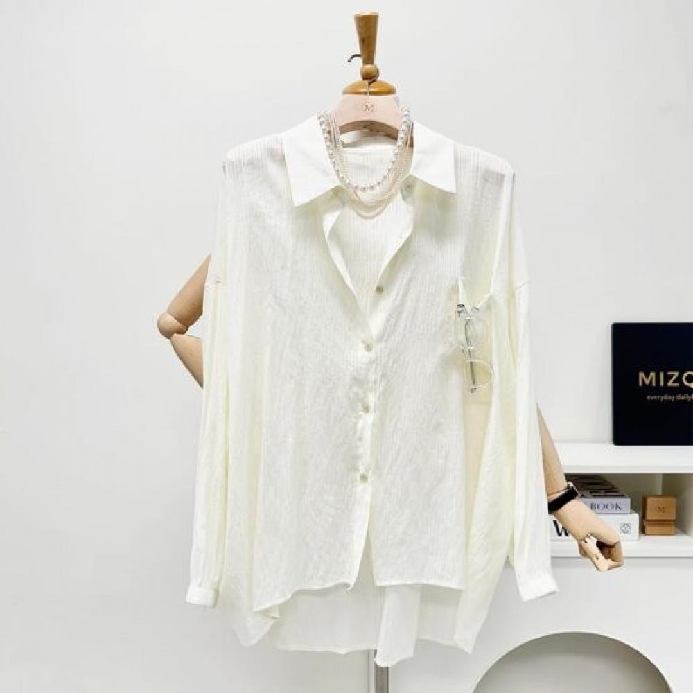 Mizqz Loose Fit Light Stripe Long Sleeve Shirt 5 Colors