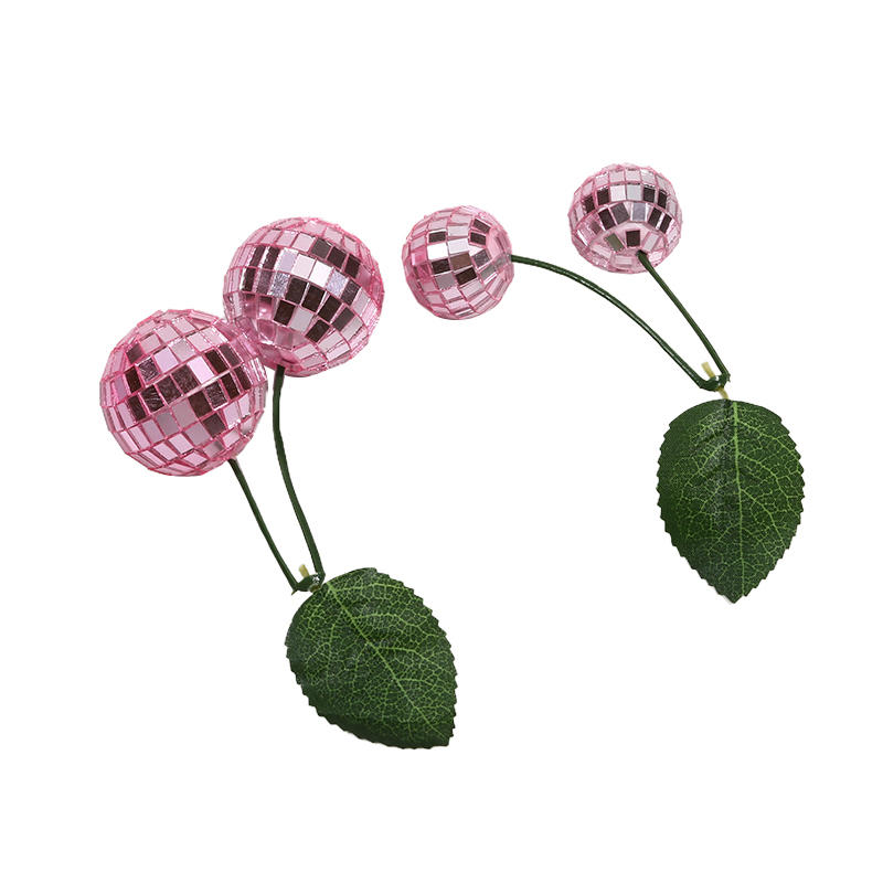 Disco Ball Cherry Decoration Pendant Decoration Room Decoration Mirror Ball with Leaf Props