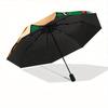 1pc Christmas, Reindeer Automatic Folding Umbrella - 8-Rib Iron Frame, Windproof, Portable Sunshade with Plastic Handle for Travel & Outdoor