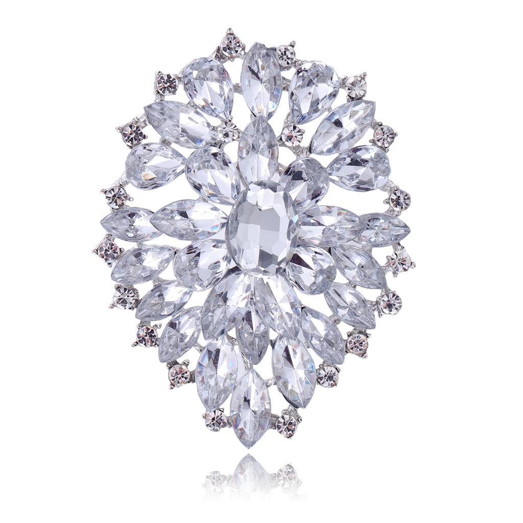 Fashion Rhinestone Crystal Flower Shape Brooches For Women Clothing Coat Jeweley Accessries Gifts