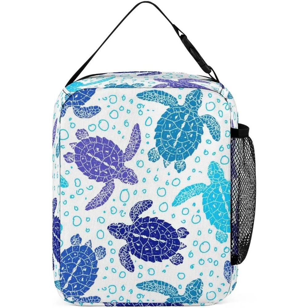 Sea Turtle Lunch Bag Insulated Lunch Bag Colorful Sea Animal Lunch Bag for Women Men Reusable Portable Lunchbox with Zipper