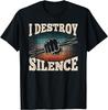 I Destroy Silence Drummer Drum Sticks Graphic Tee Retro Vintage Style Men T-Shirt