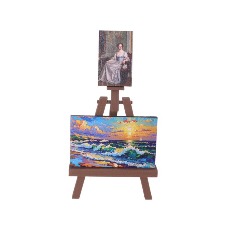 Miniature Dollhouse Easel & Oil Painting Canvas Set – 3 Pieces