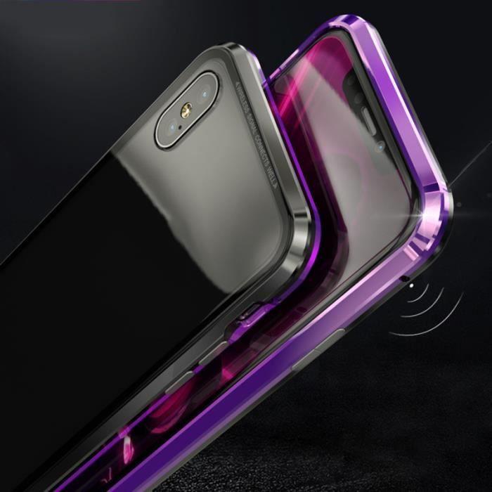 Coque - Magnétique - iPhone X - Noir + Transparent - Verre trempé - Ultra fin