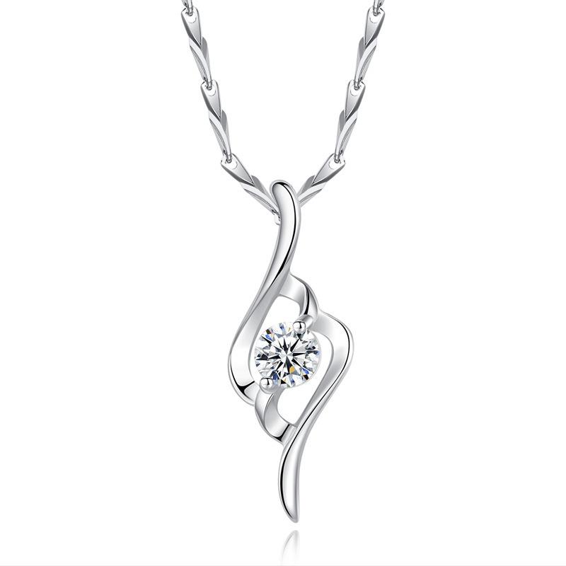 Cupid's Arrow Pendant Necklace 925 Sterling Silver Blue Diamond Zircon French Style Elegant Jewelry for Women