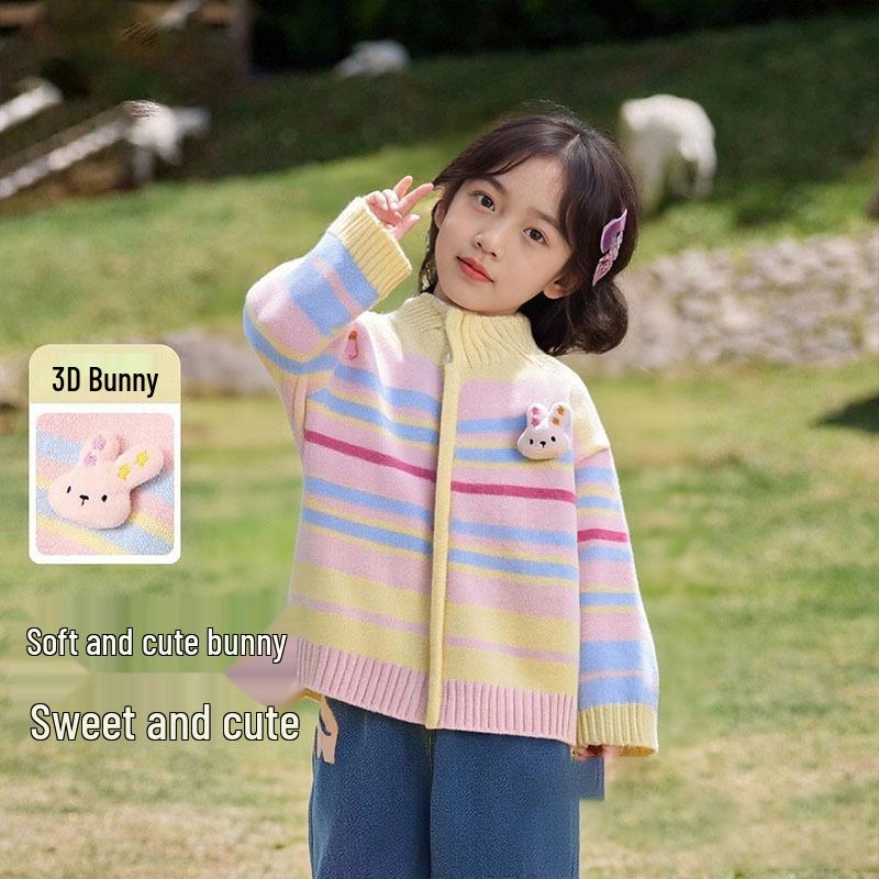 2025 New Spring & Autumn Knitted Cardigan for Little Girls - Baby Sweater Top for Children's Fall Style