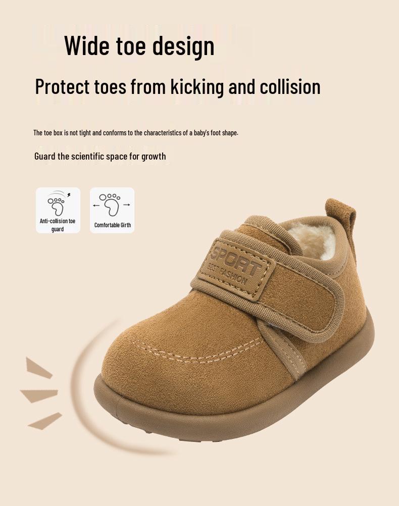2025 Winter Kids' Plus Velvet Warm Cotton Shoes - Soft Sole Casual Shoes for Toddlers and Children.
