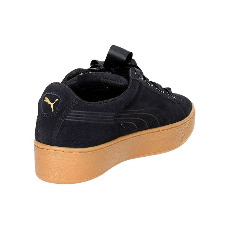 Puma Vikky Platform Ribbon Satin Retro Casual Lightweight Low-Top Sneakers Women Sneakers Black Rubber 364979-01
