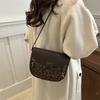 Nischendesign einfache Satteltasche trendig vielseitig kleine quadratische Tasche breiter Schultergurt Leopardenmuster Umhängetasche