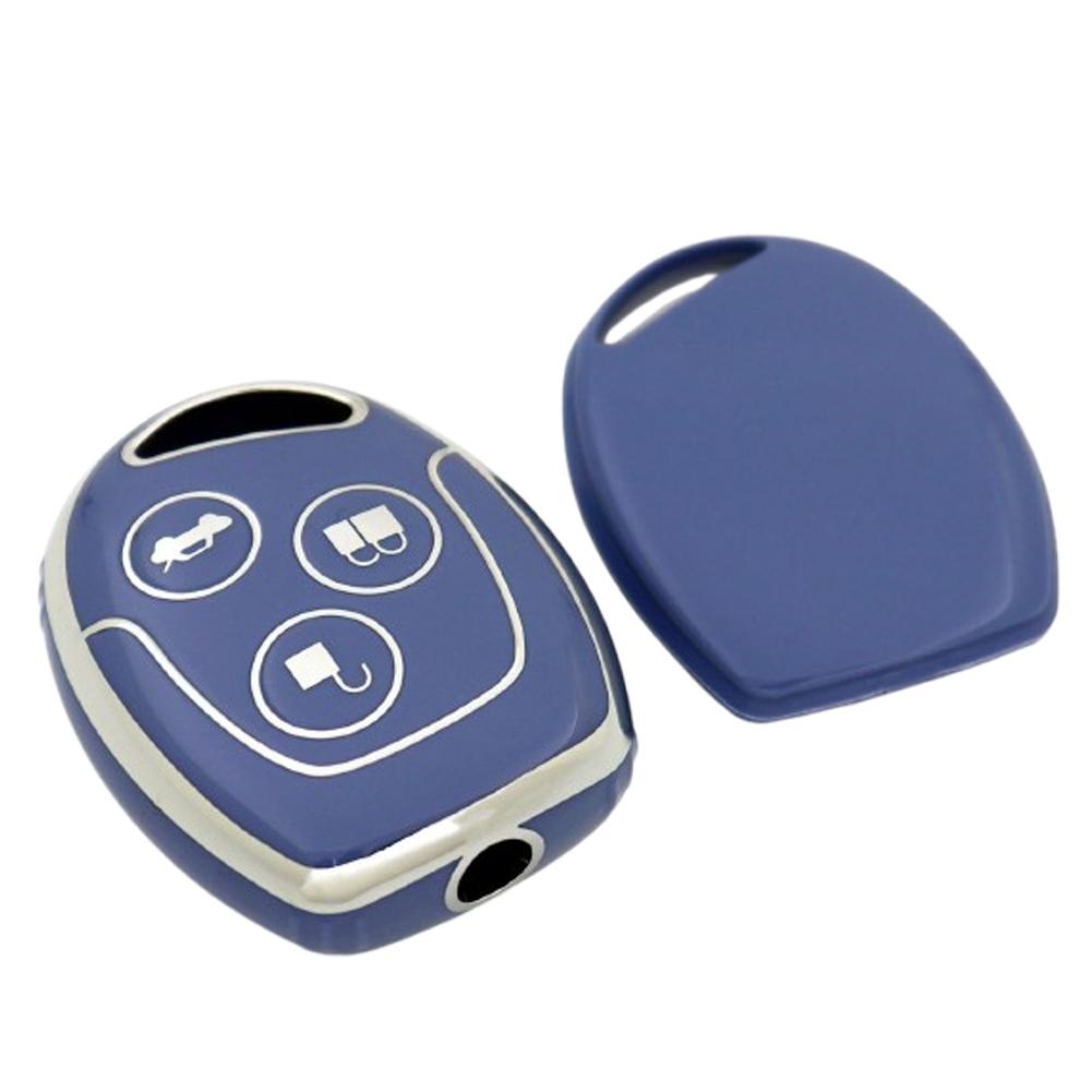 TPU autosleutelhouder voor Ford MONDEO FIESTA FOCUS C-MAX S-MAX TRANSIT KA GALAXY met 3 knoppen.