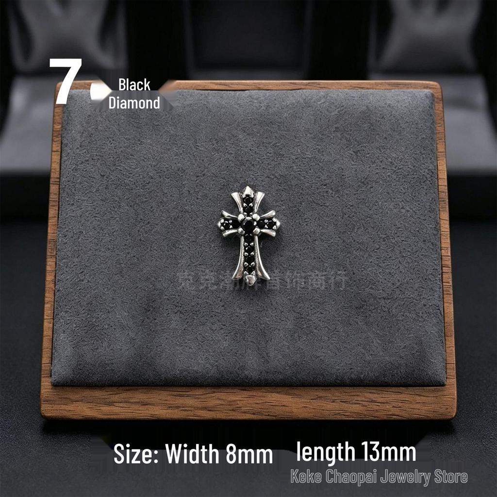 Cercei Stud Trendy Cruce Cupru Alb Argint Thai 925 cu Diamante Colorate pentru Bărbați și Femei