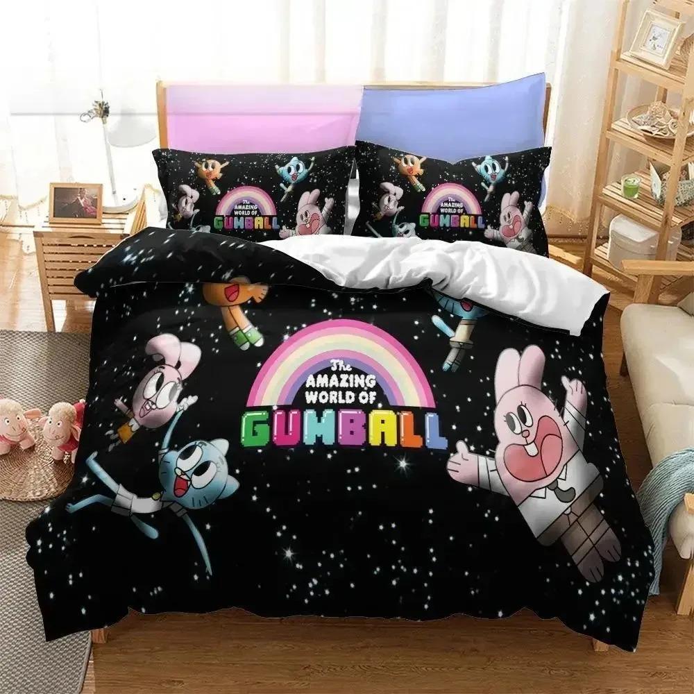 Exquisite The Amazing World of Gumball Print Bedding Set Duvet Cover Comforter Bed Adult Youth Kids Girls Boys Birthday Gift