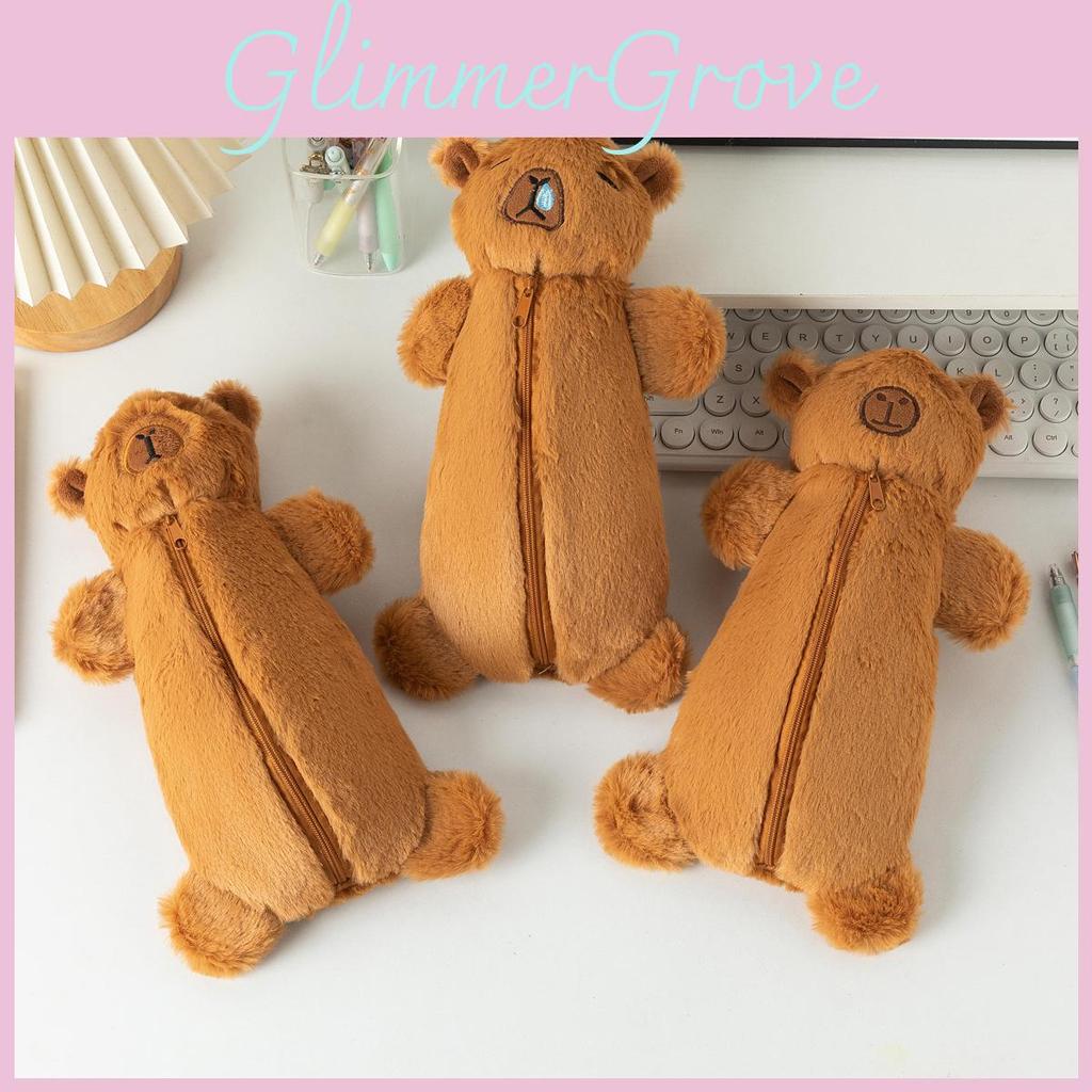 Cute Plush Capybara Pencil Pouch With High Capacity For School And Travel Gift