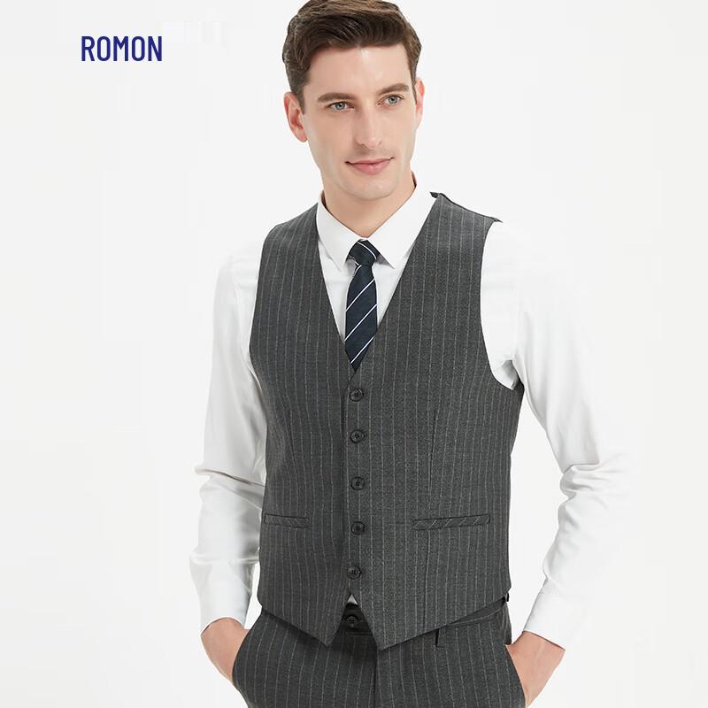 Romon Men's Slim Fit Striped Suit Vest