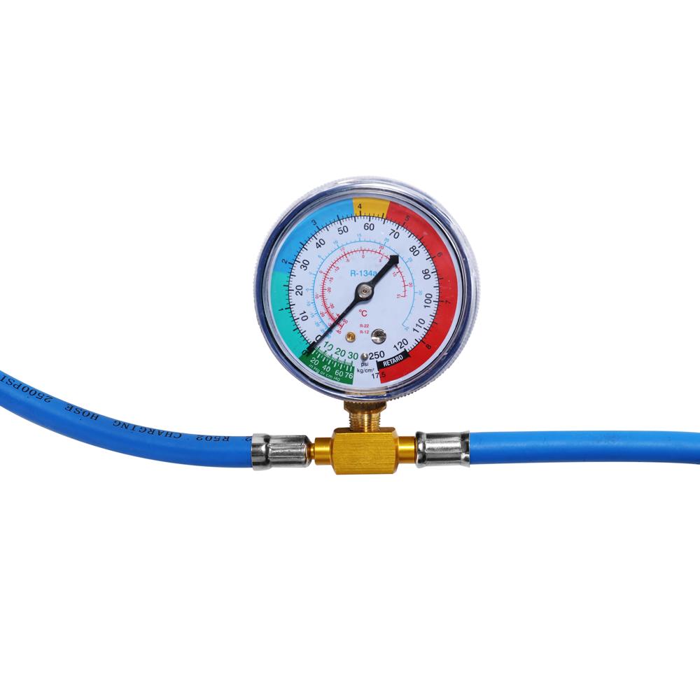 AC R134A Car Auto Conditioning Refrigerant Recharge Measuring Hose Gauge Kit