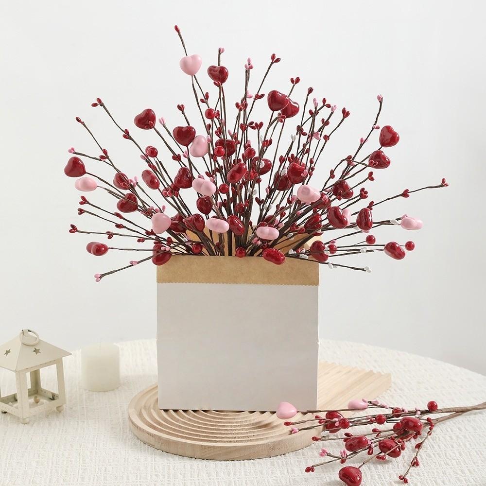 1pc Red and Pink Heart-shaped Flowers DIY Creative Bouquet  Anniversary Gift