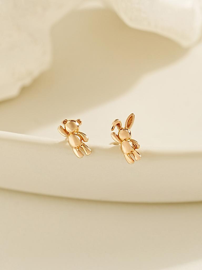 Minimalpiercing 14K Mini Teddy Bear Rabbit Piercing Earrings